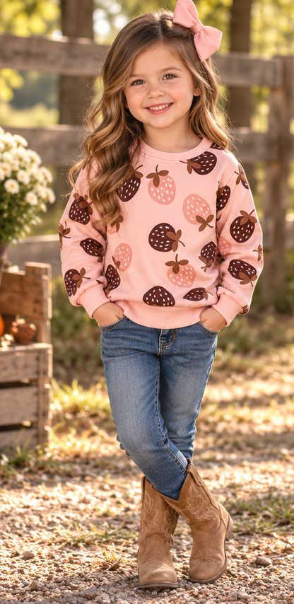 Sweet Strawberry Days Girls’ Crewneck Sweatshirt