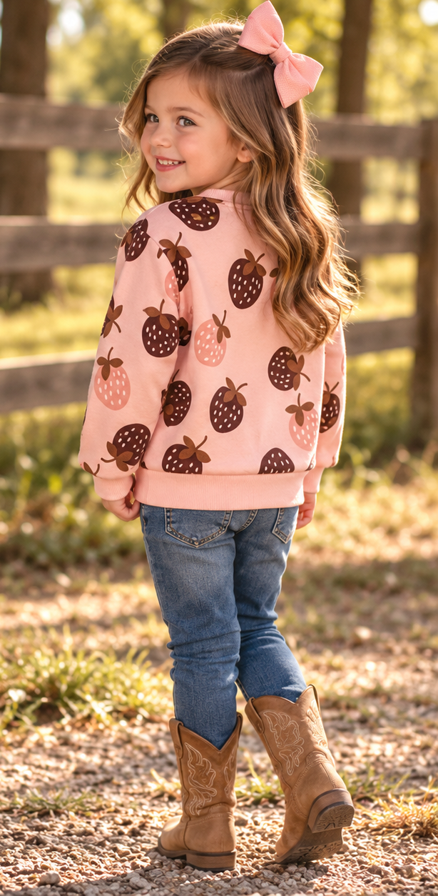 Sweet Strawberry Days Girls’ Crewneck Sweatshirt