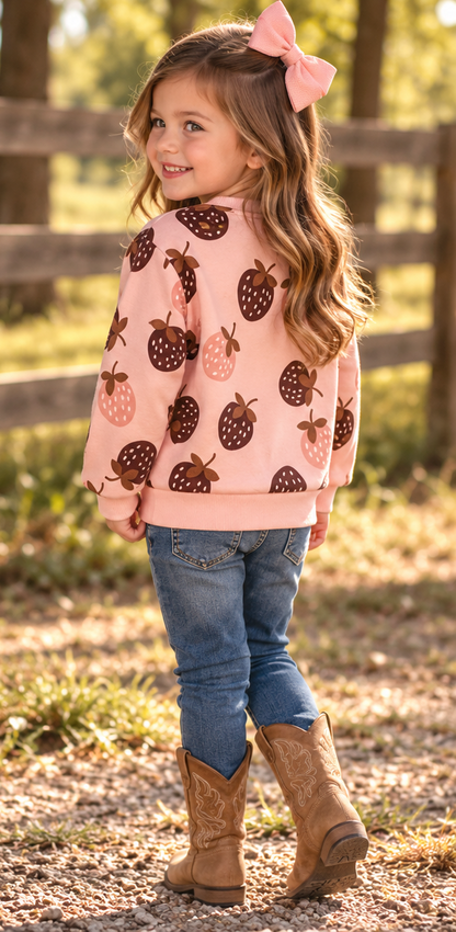 Sweet Strawberry Days Girls’ Crewneck Sweatshirt